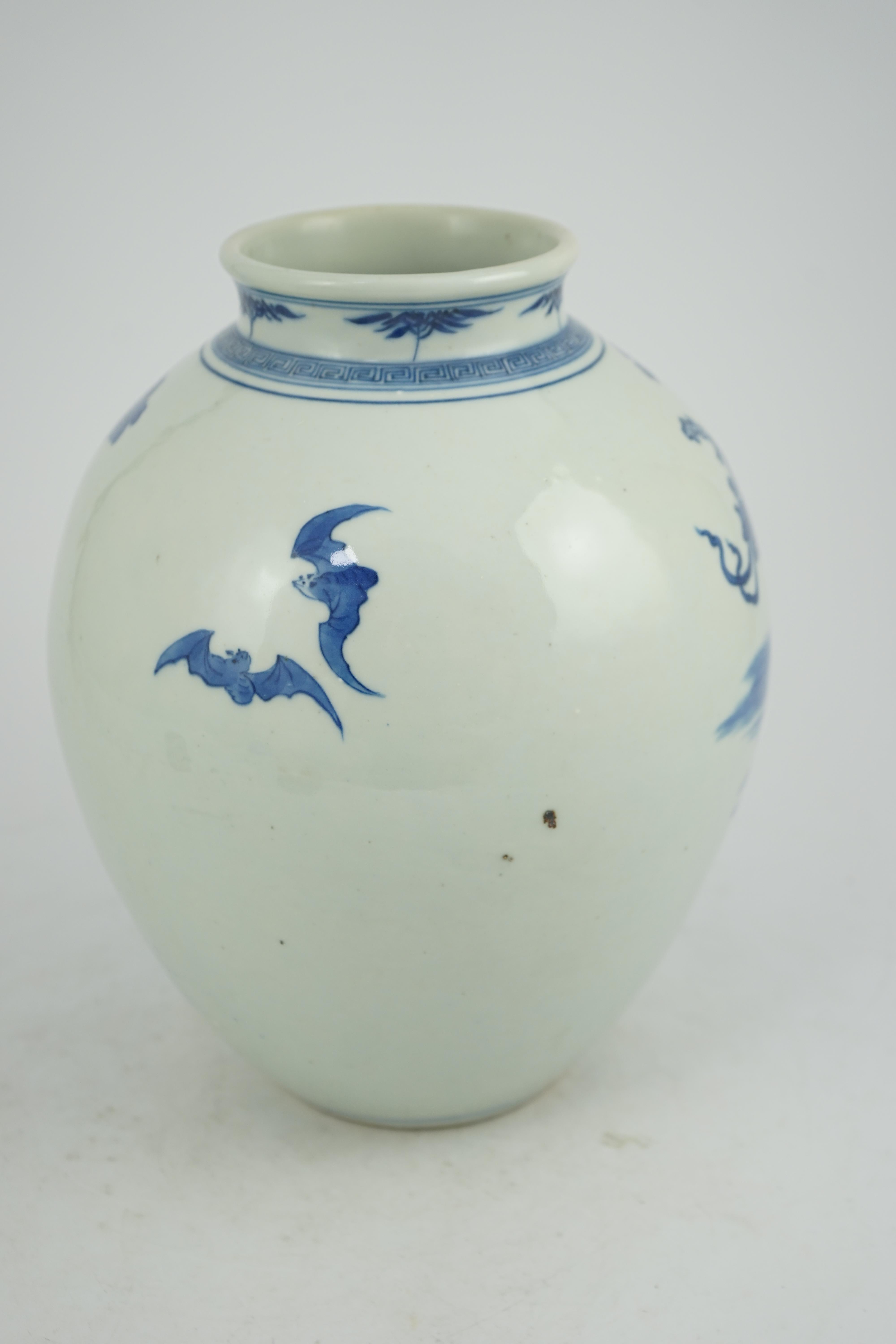 A Chinese blue and white 'Sanxing' ovoid vase, Qianlong period